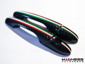 FIAT 500 Exterior Door Handle Kit - Carbon Fiber - Italian Racing Stripe Design